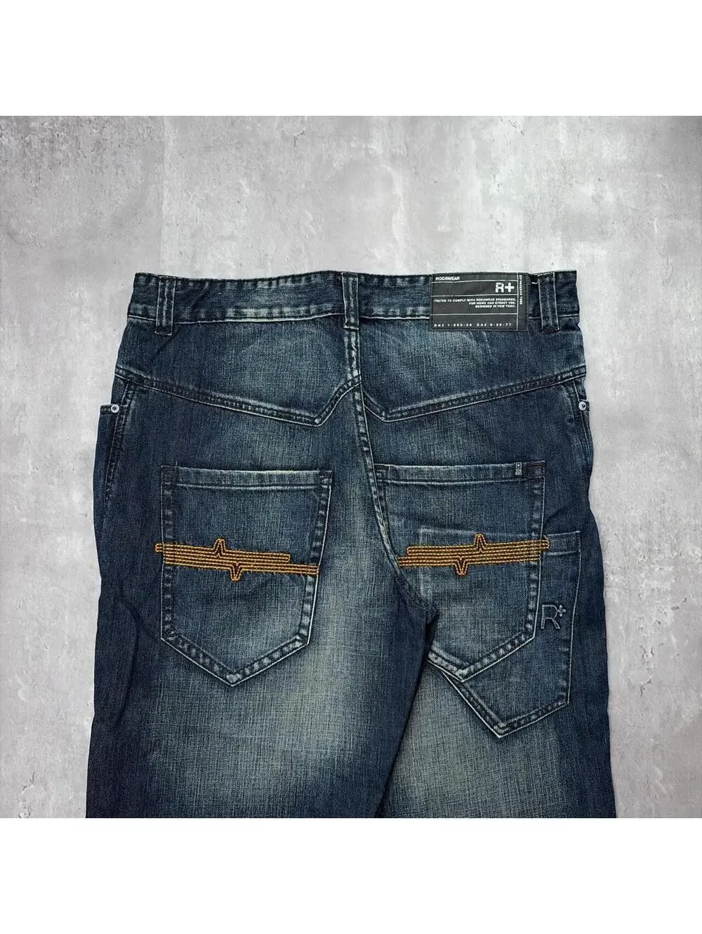 Y2K Dark Wash Rocawear Grunge Gothic Baggy Skater Denim Jeans